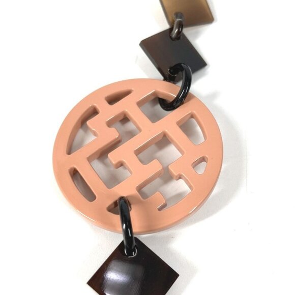 HERMES Collier Diva Buffalo Horn Logo Accessory Long Necklace Multicolore - Picture 3 of 12